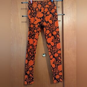 LuLaRoe OS Blue Orange Floral Print Leggings